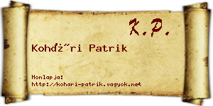 Kohári Patrik névjegykártya
